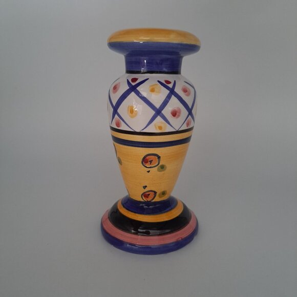 Hand-Painted Bella Casa Ganz Ceramic Candlestick Holder - Picture 9 of 11